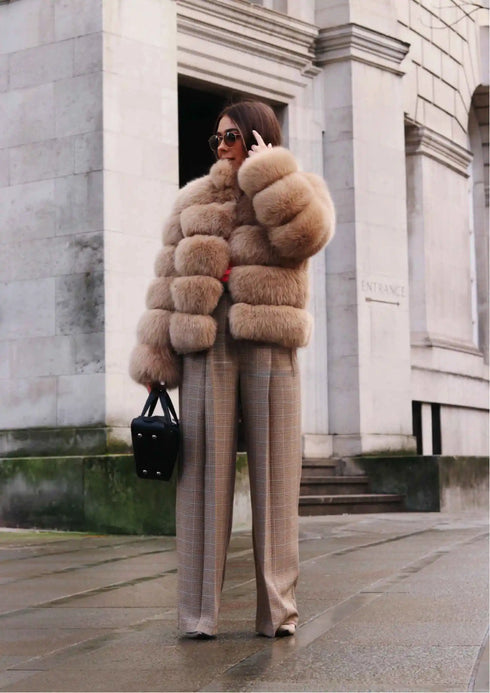 Winter women's Jacket Real Fox fur coat Stand Collar high street Coat real Fox Fur jackets women's coats in promotion WGLUVF FUR